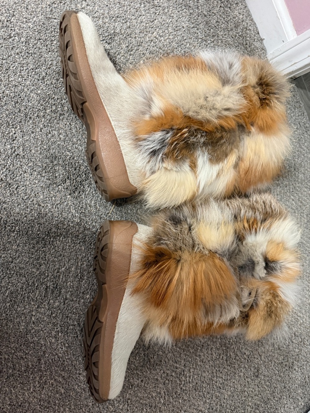 Faux Fur Winter Boots - Multi-Tone Tan & Cream - Picture 5 of 6